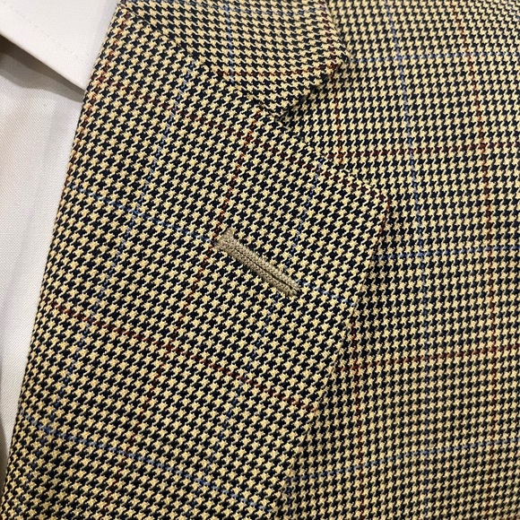 TASSO ELBA HOUNDSTOOTH SPORT COAT BLAZER JACKET BROWN MEN 40R - Picture 4 of 10